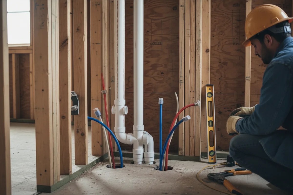 Drain and supply rough-in during Toilet Repair and Installation in Fabius